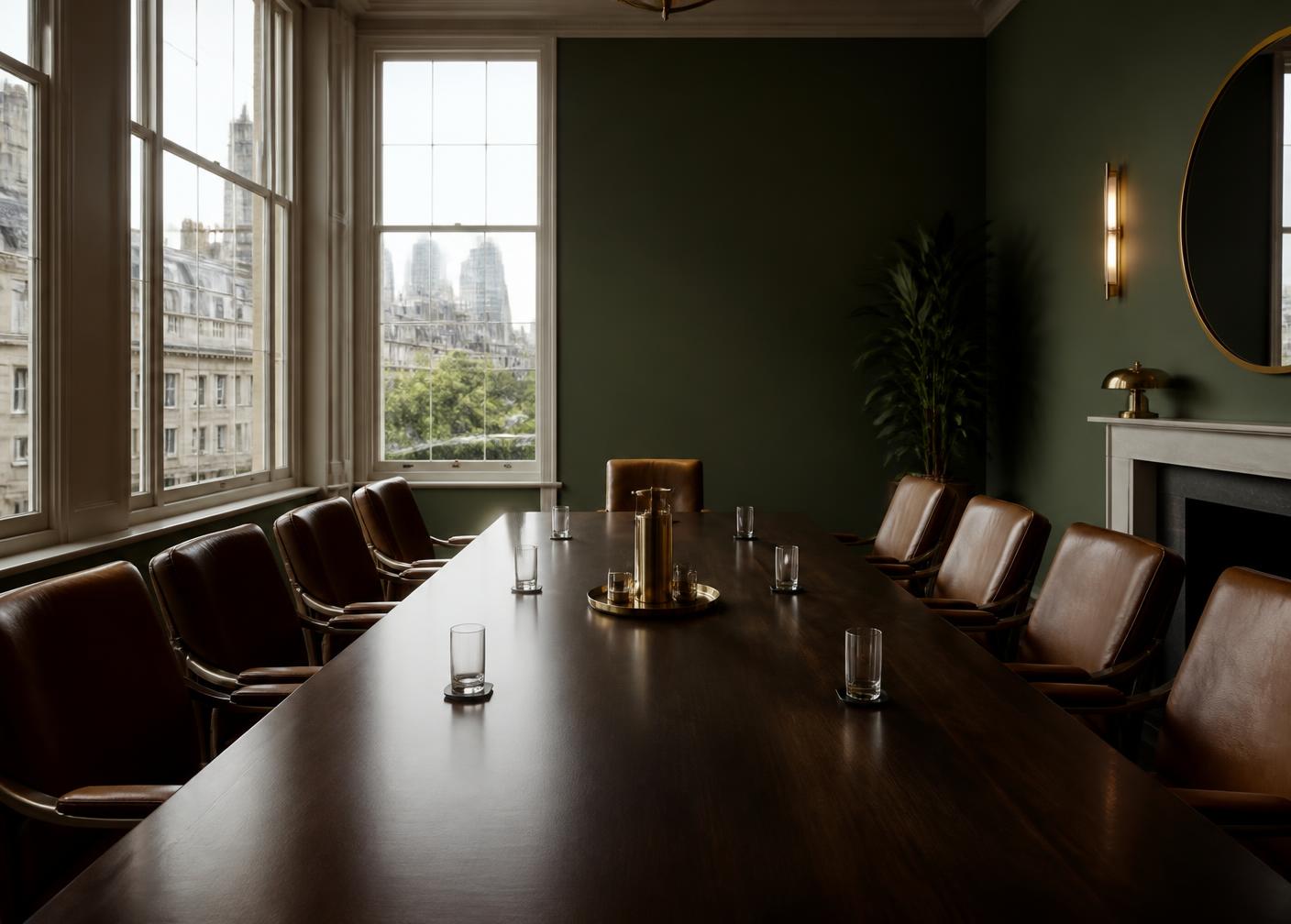 The Thornbridge Holdings boardroom in London, set for a quarterly group board meeting
